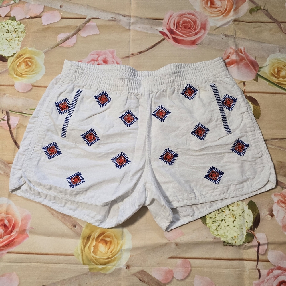 JCrew white print shorts